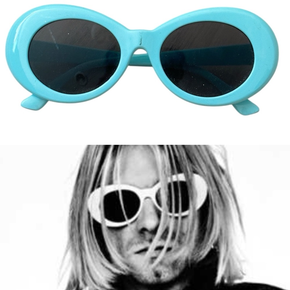 90s vintage grunge Blue Oval Sunglasses